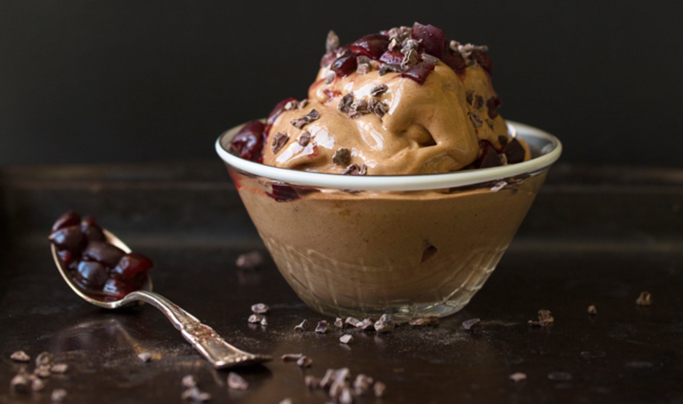 Vegan Double-Chocolate Cherry Chunk Ice Cream