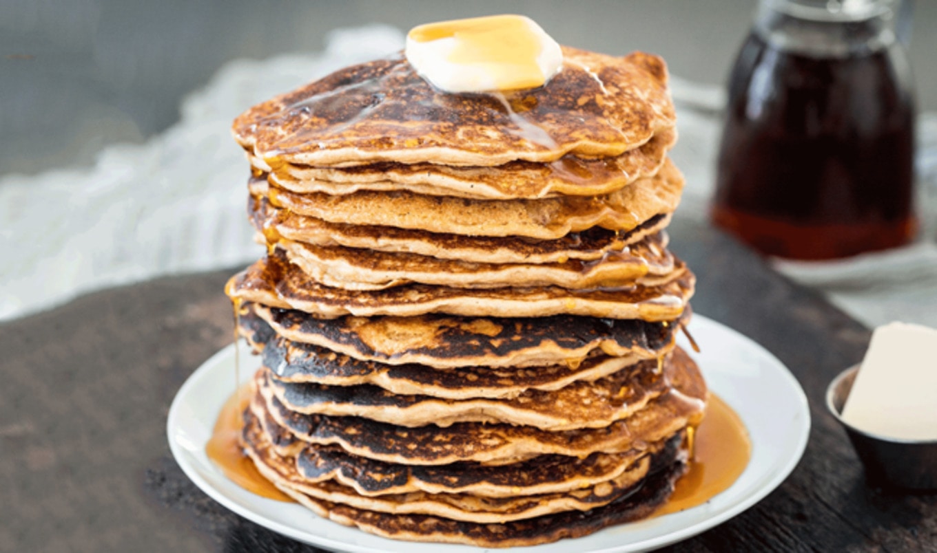 Easy Vegan Maple Peanut Butter Pancakes