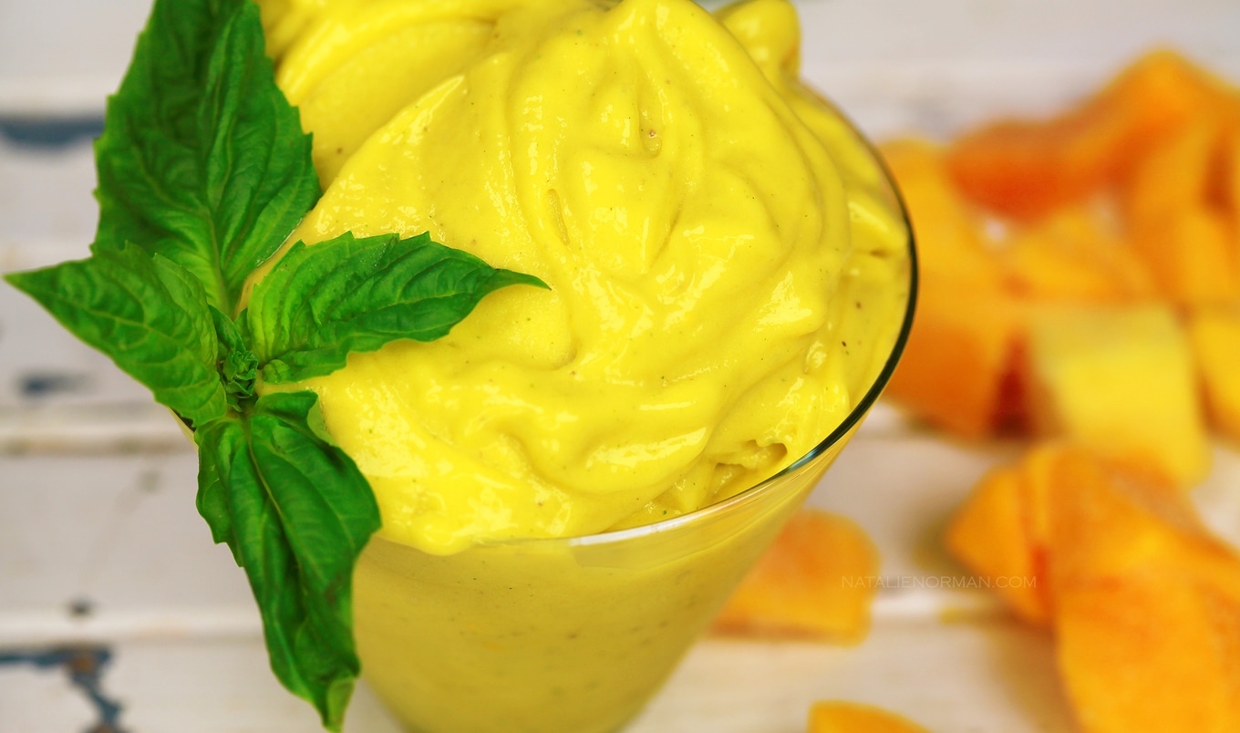 Four-Ingredient Mango Basil Sorbet