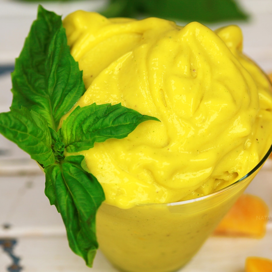 Four-Ingredient Mango Basil Sorbet